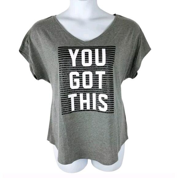 Lane Bryant Glam T-SHIRT Curvy Plus Sz 22 24 Gray YOU GOT THIS Sparkle Dazzle - Picture 1 of 16